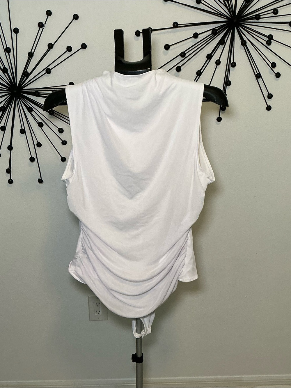 White Sleeveless Draped Bodysuit Size 1X